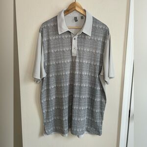 Ashworth Golf Performance Front Panel Polo Shirt Gray Heather Geo Print Size XL